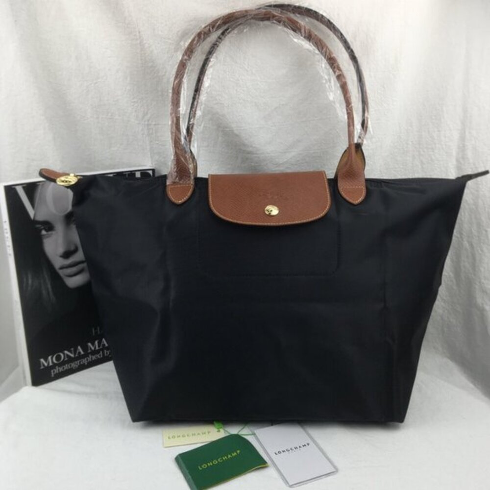 NWT Le Pliage Original Large Office Handbag Black Canvas Shoulder Tote L
